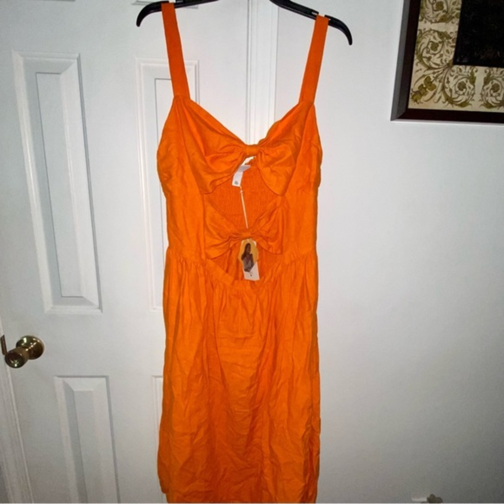 Fe Noel Women's‎ Double Cut Out Midi Dress Orange XXL